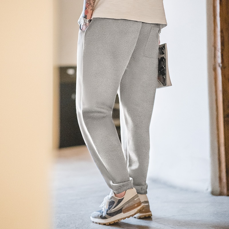 Maden Casual Jogging Sweatpants for Men Cotton Drawstring Sport Pants Elastic Waist Straight Baggy Trousers Essential Joggers