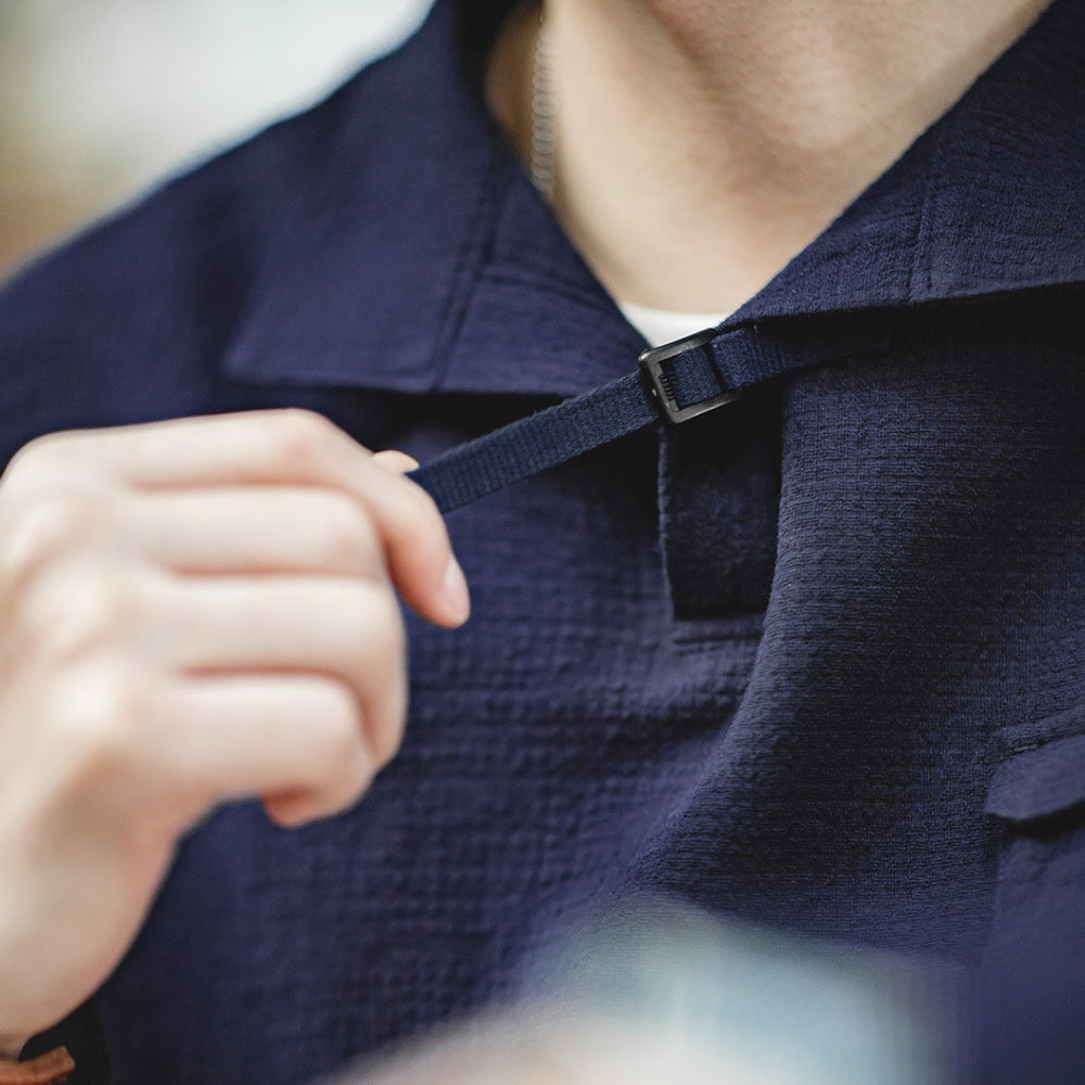 Maden polo shirt for men's domestic cotton lapel shirt with loose silhouette and long sleeves