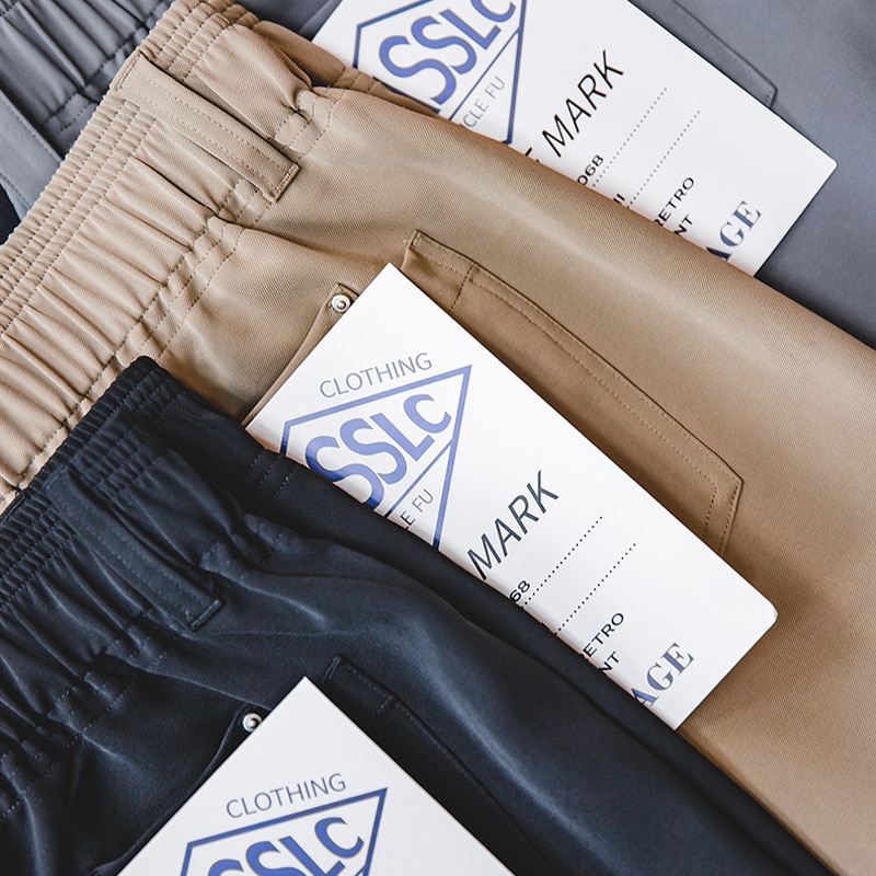 Maden Casual Pants for Men Retro Vintage Trousers Straight Leg Elastic Waist City Boy Style Anti-wrinkle Autumn Winter Clothing