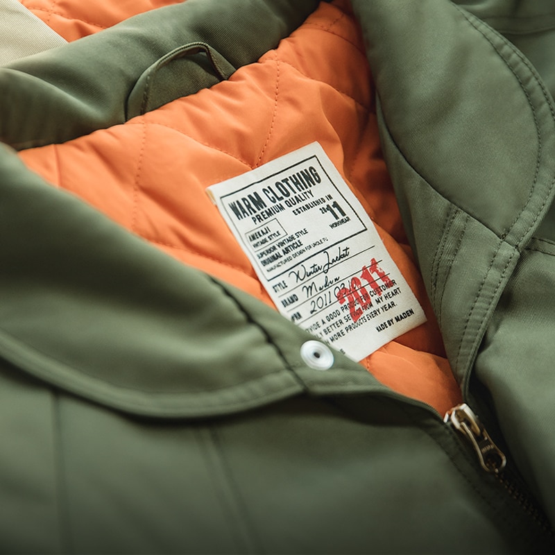 Maden Japanese Vintage Pilot Jackets Thickened Warm Cotton Pocket Coats Men's Autum Winter Coat Military Army Bomber Jacket