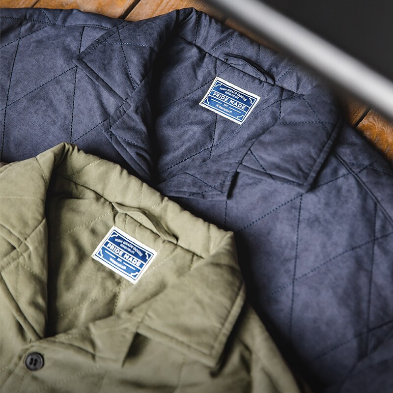 Maden Retro Winter Jackets Loose Diamond Cotton Clothes Single-breasted Thick Warm Coats Autumn Casual Men Jacket Solid Parkas