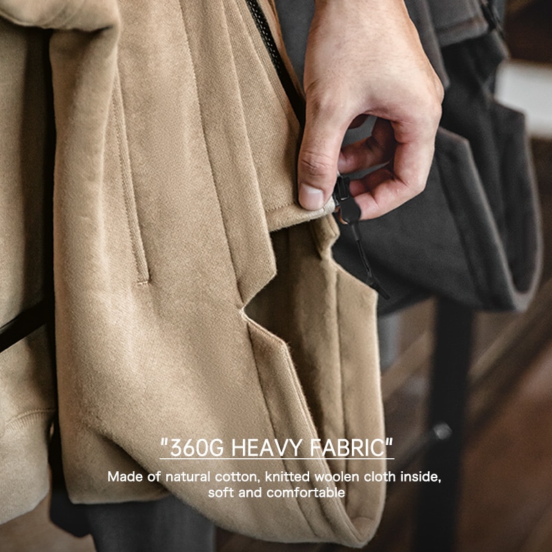 Maden American Retro Cargo Hoodie Men’s High Collar Mask Pullover Autumn &amp; Winter Thick Hoodies Casual Cityboy Special Design