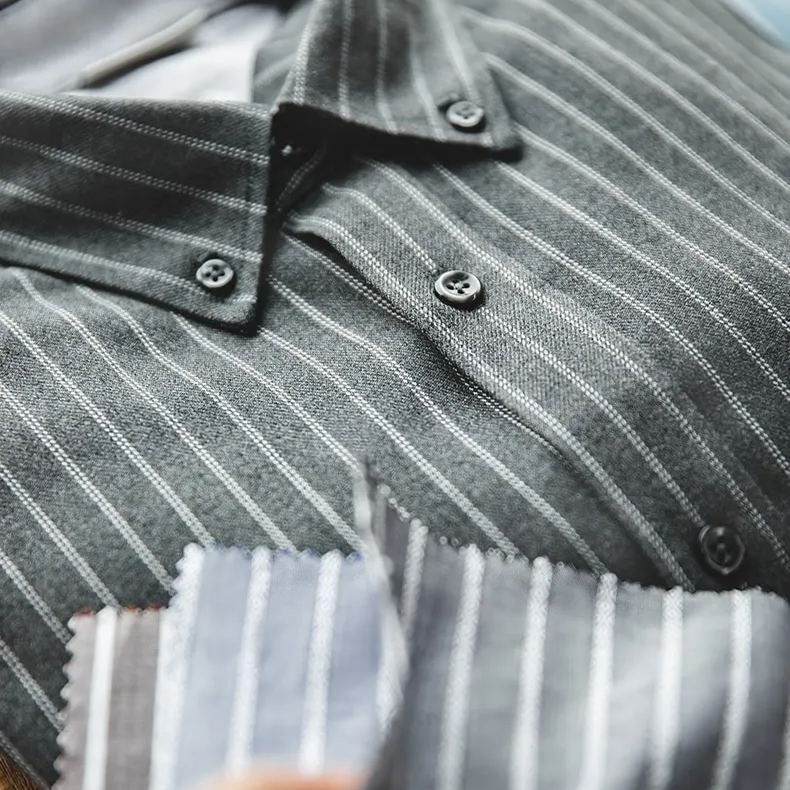 Maden Autumn Retro Blue Striped Shirt For Men Long Sleeve Classic Business Shirt Oxford Cotton Line Men's Clothing Camisas New