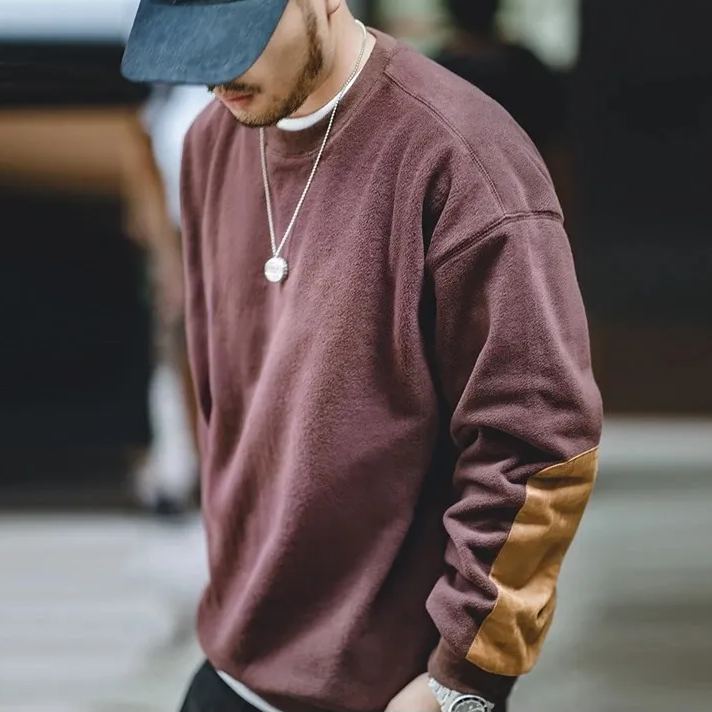 Maden Warm Fleece Sweatshirts For Men Polar Pullover Loose Splicing Jacket Casual Sweatshirarajuku Coat Sportswear Man Clothing