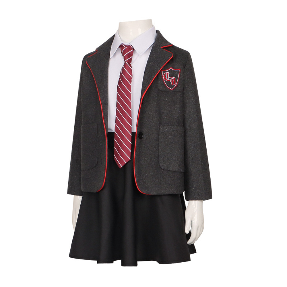 Kids Matilda Musical Cosplay Costume Outfit Girls School Uniform Suit Jacket Shirt Skirt Tie Party Stage Full Set