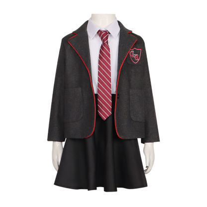 Kids Matilda Musical Cosplay Costume Outfit Girls School Uniform Suit Jacket Shirt Skirt Tie Party Stage Full Set