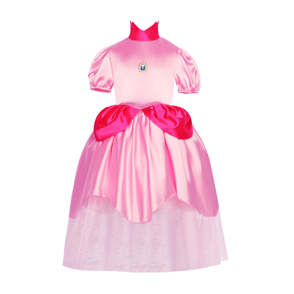 Adult Women Princess Peach Cosplay Costume Mesh Dress Outfits Halloween Carnival Suit