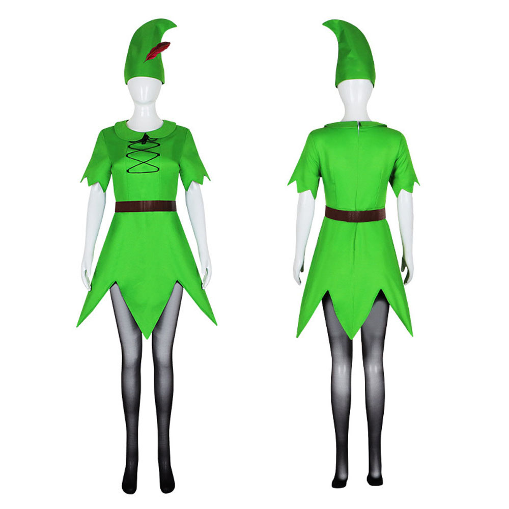 Adult Peter Pan Cosplay Costume Elf Female Halloween Full Set Carnival Suit