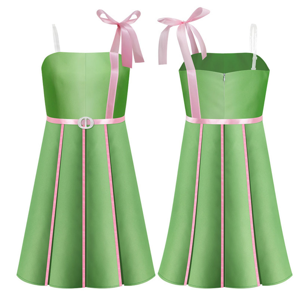 2023 Barbie Movie Green dress Cosplay Costume Halloween Full Set Carnival Suit