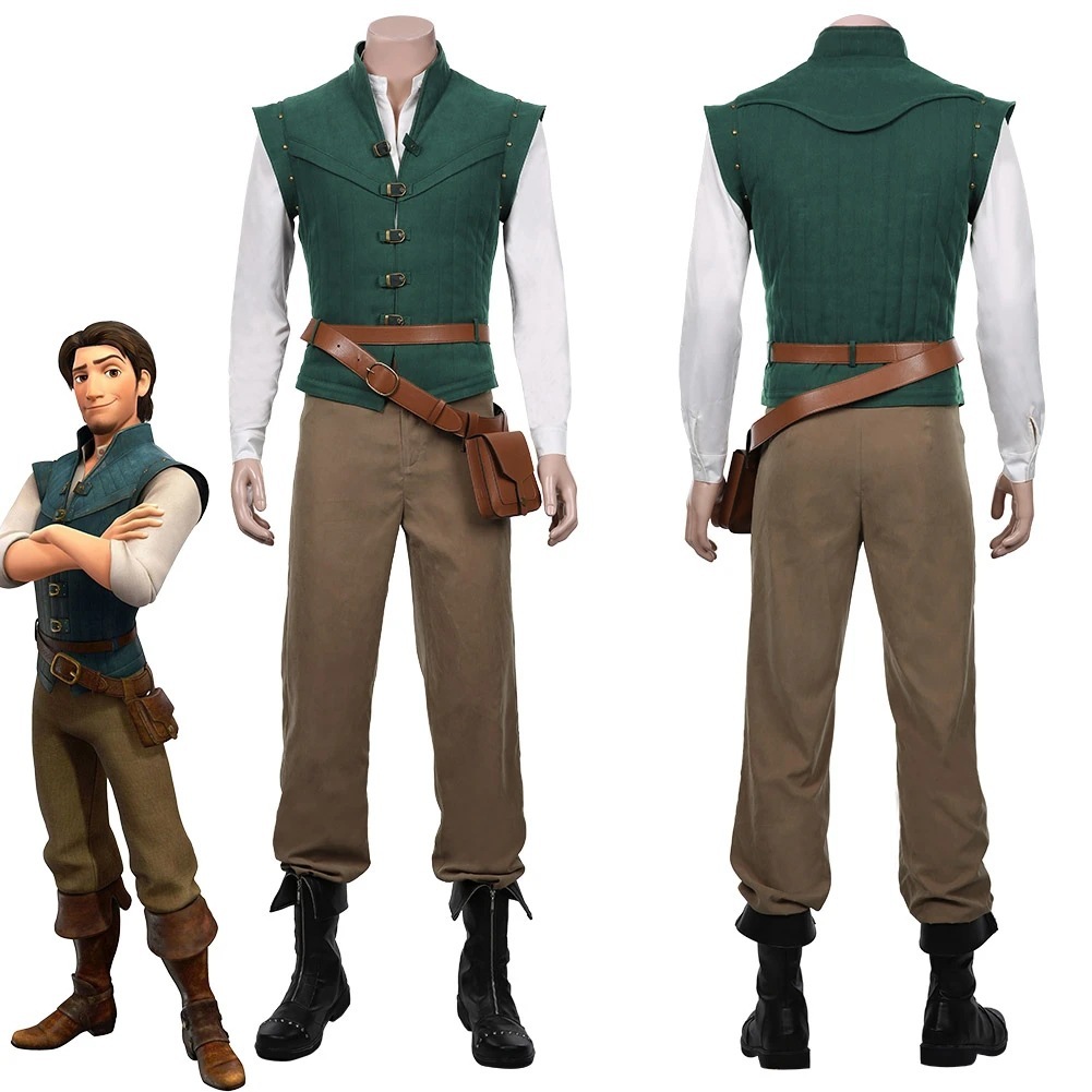 Men Tangled-Flynn Rider Vest Shirt Outfits Halloween Carnival Suit Cosplay Costume