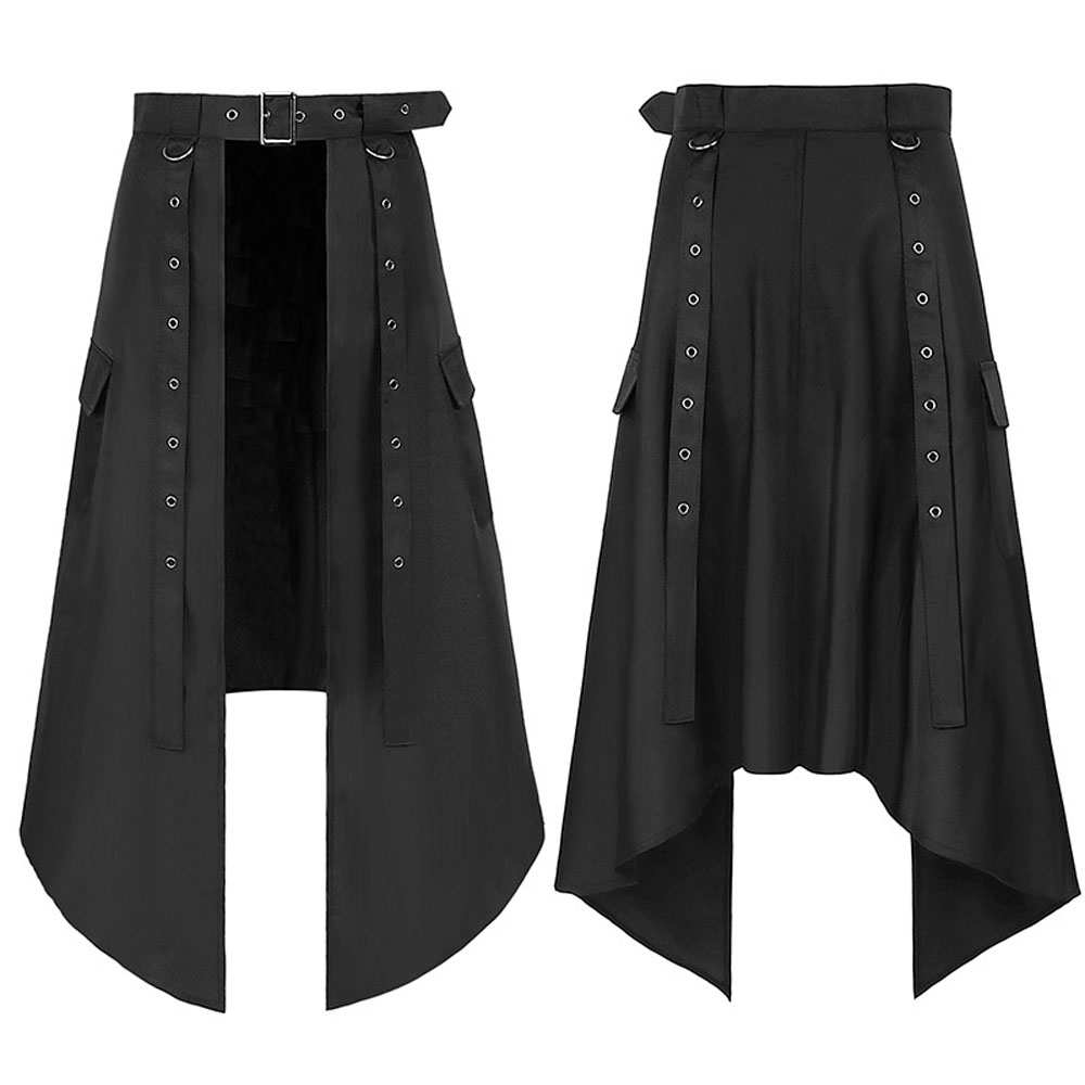 Men Steampunk Ruffle Gothic Overskirt Medieval Half Skirts Vintage Party Halloween Cosplay Costume