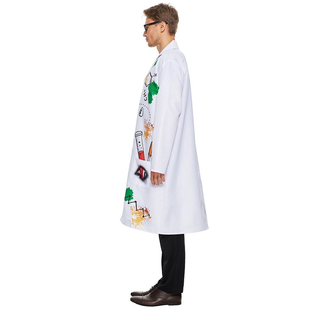 Mad Scientist Coat with Wig Halloween carnival costume for Adult