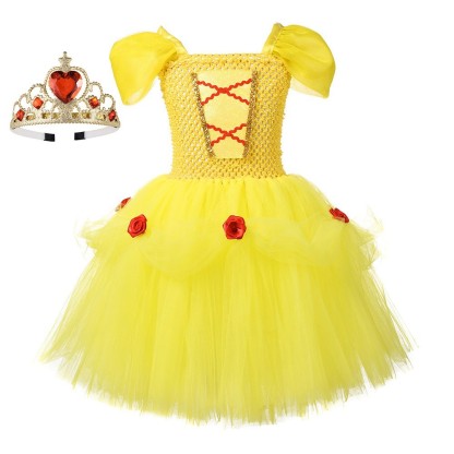 Snow White Princess Costume Kids Girls Cosplay Party Tutu Cake Dress Halloween Outfit