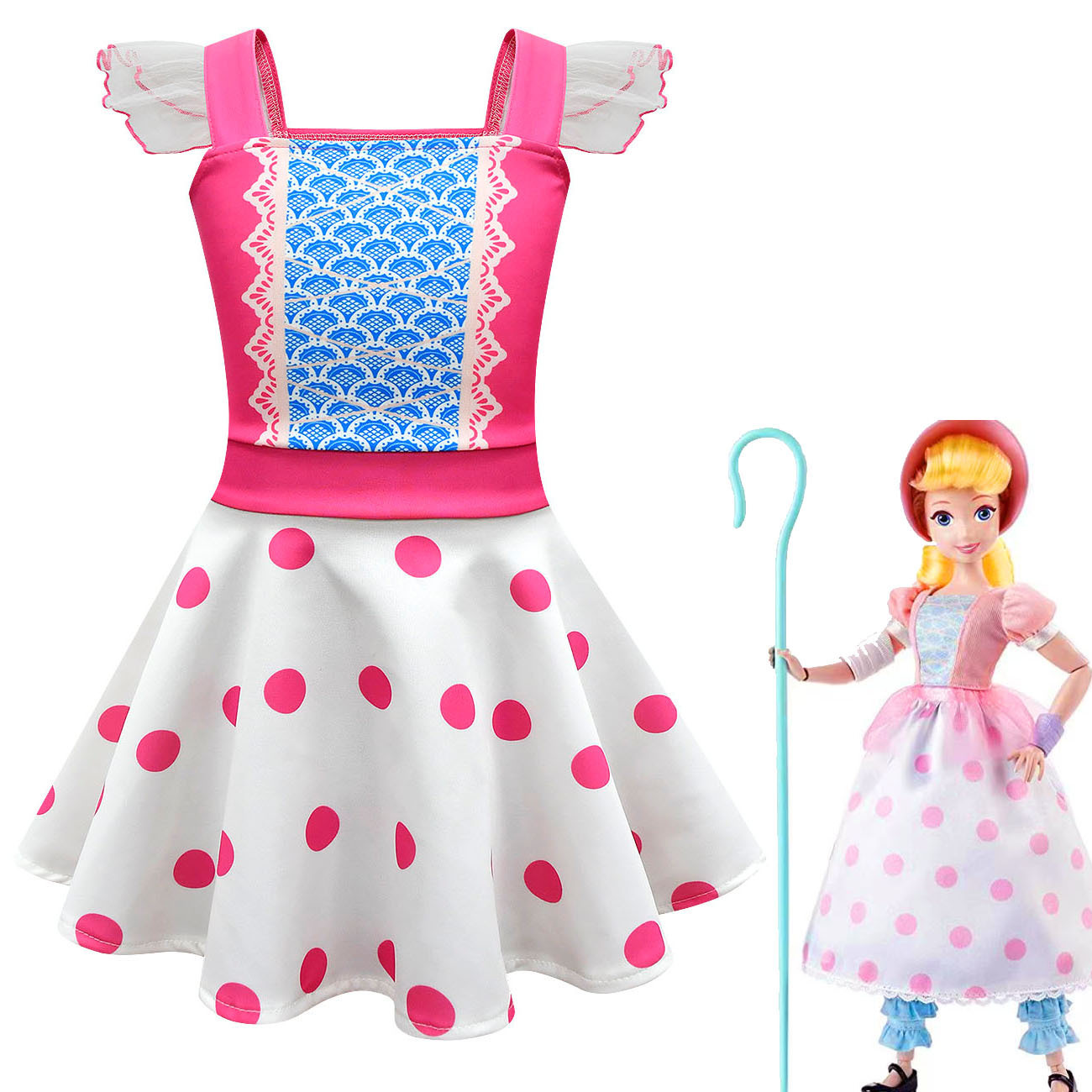 Girls Bo Peep Toy Story Kids Girls Dress Outfits Summer Cosplay Costume