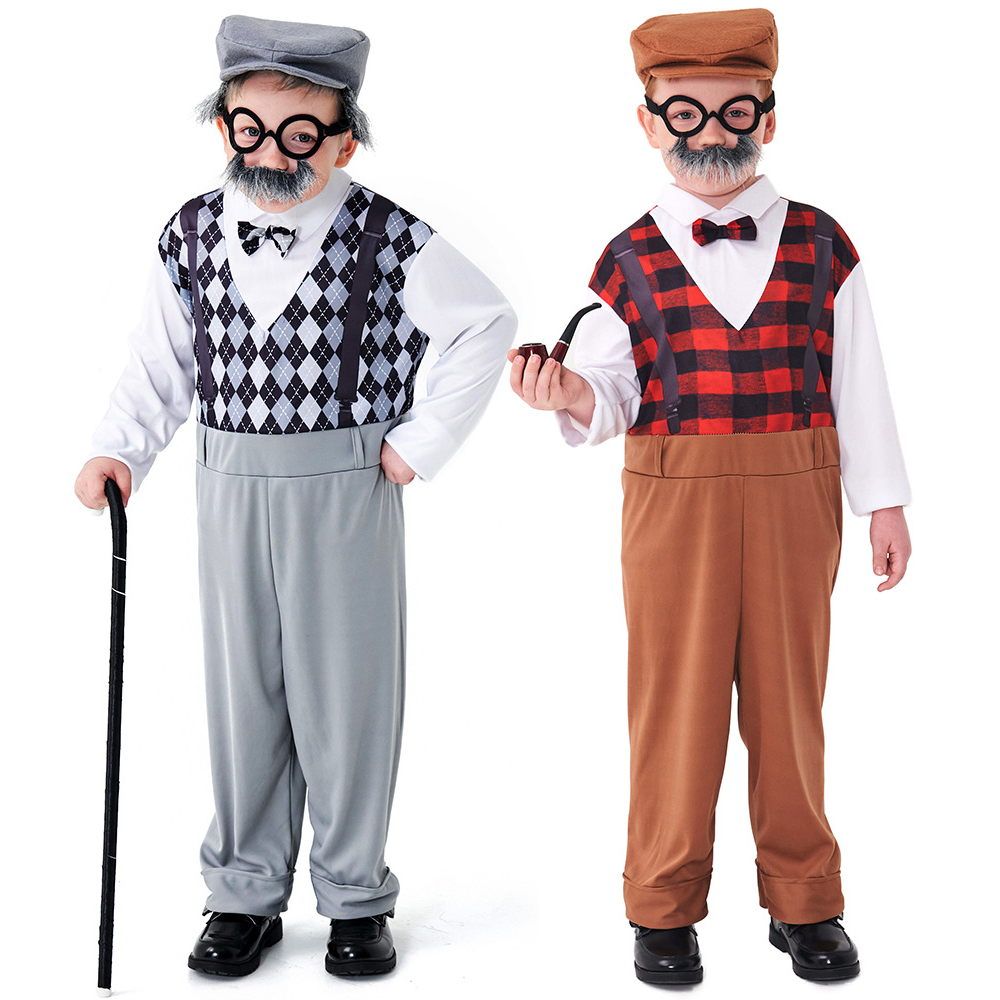 grandpa sixtieth old man Children Halloween carnival costume for kids