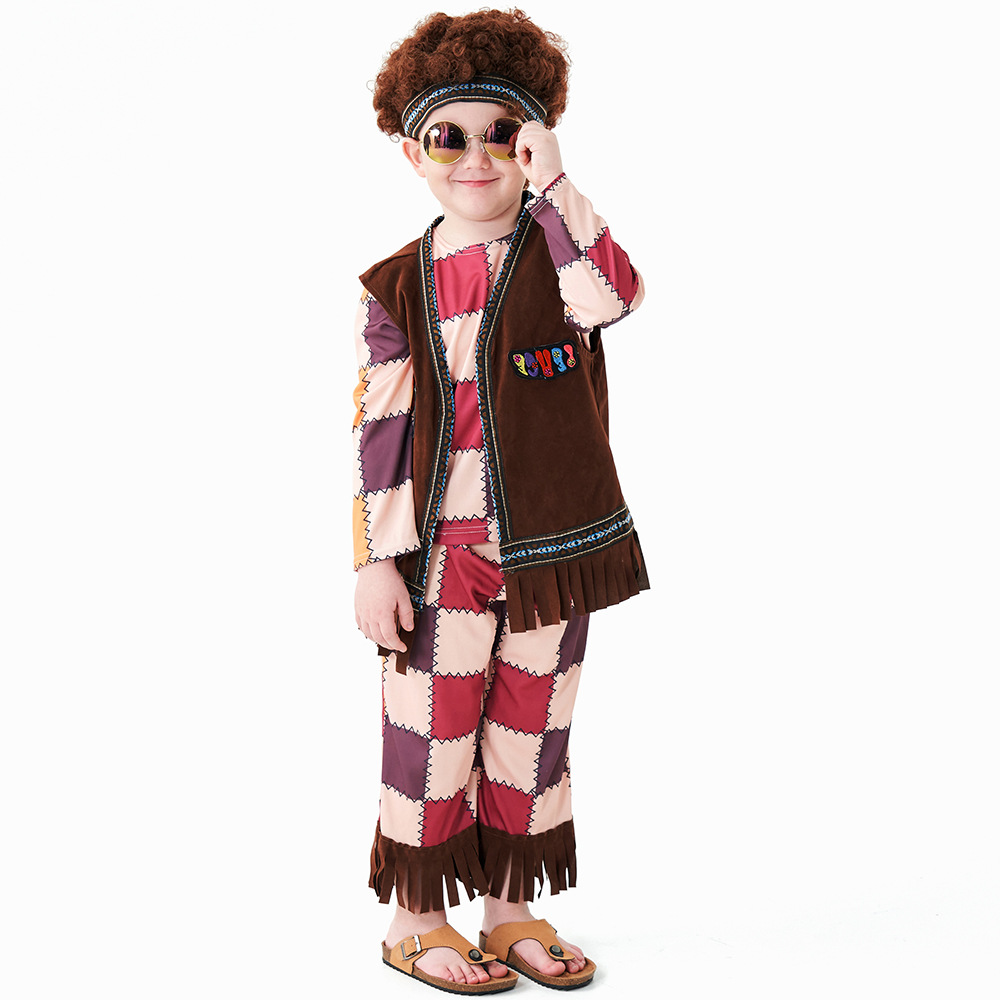 Vintage european 70s hippies Children Halloween carnival costume for kids
