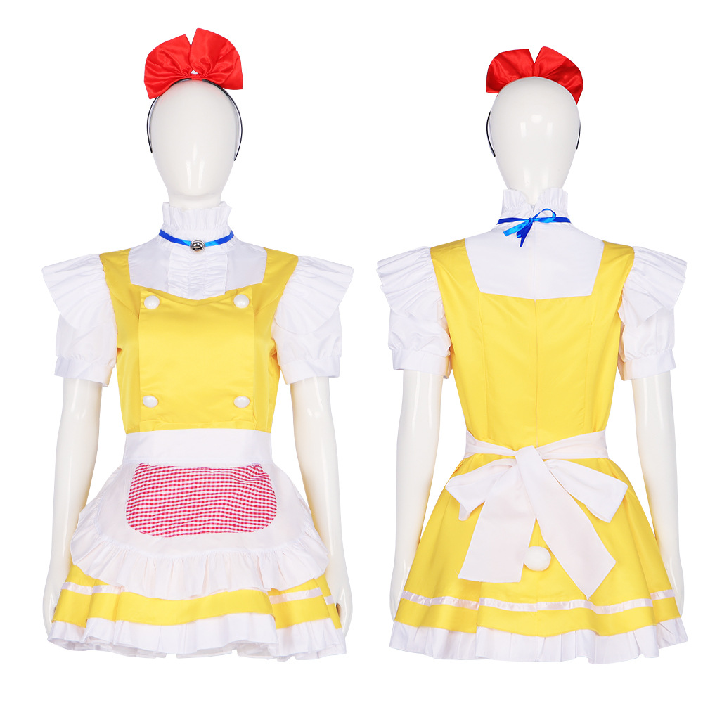 Yellow Maid Uniform Lolita Cosplay Costume Outfits Halloween Carnival Suit