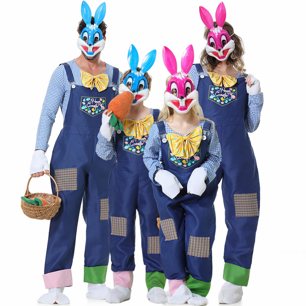 Easter Bunny Judy Family Halloween Carnival Suit Cosplay Costume  Adults Kids