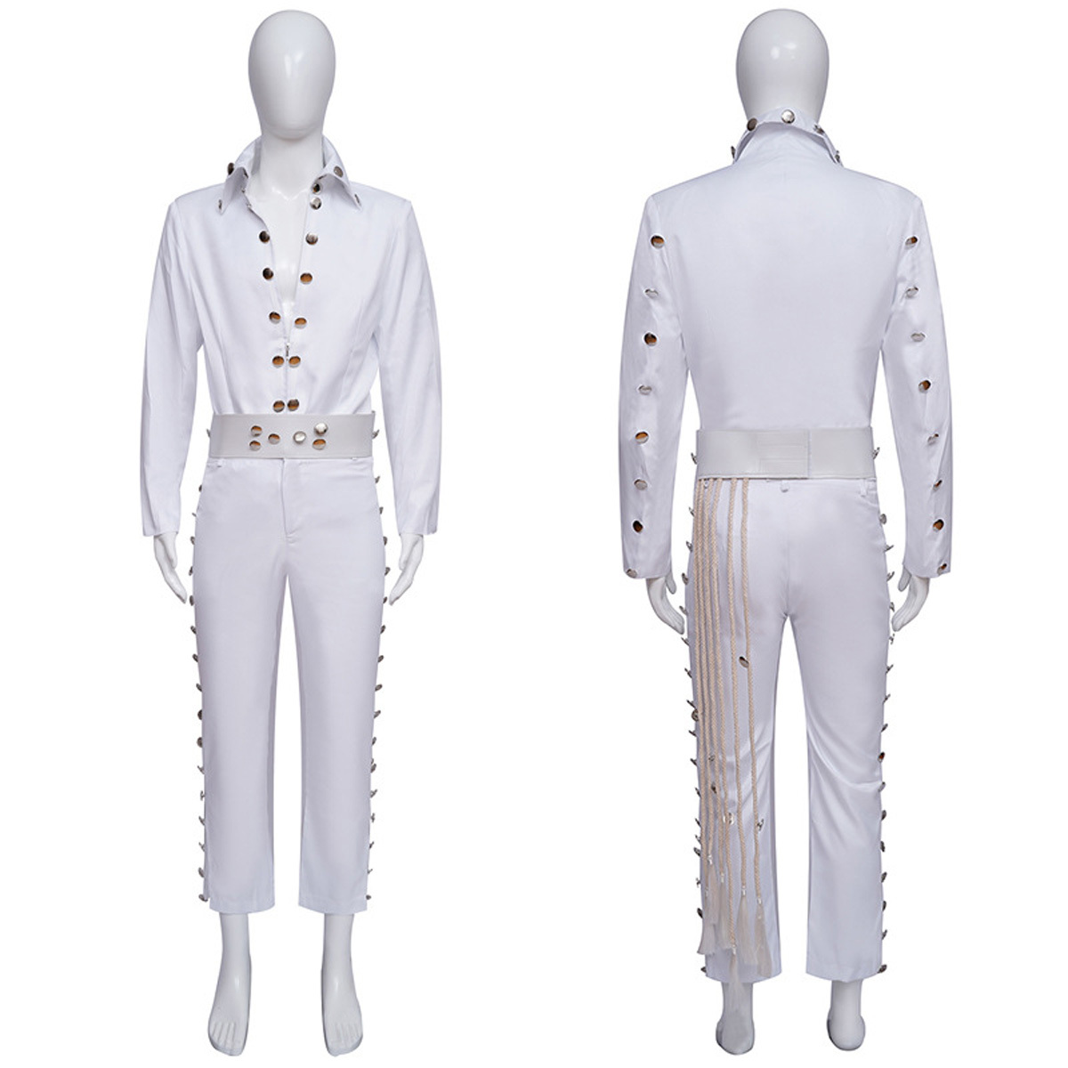 White Elvis Presley Halloween Carnival Suit Cosplay Costume For Adults