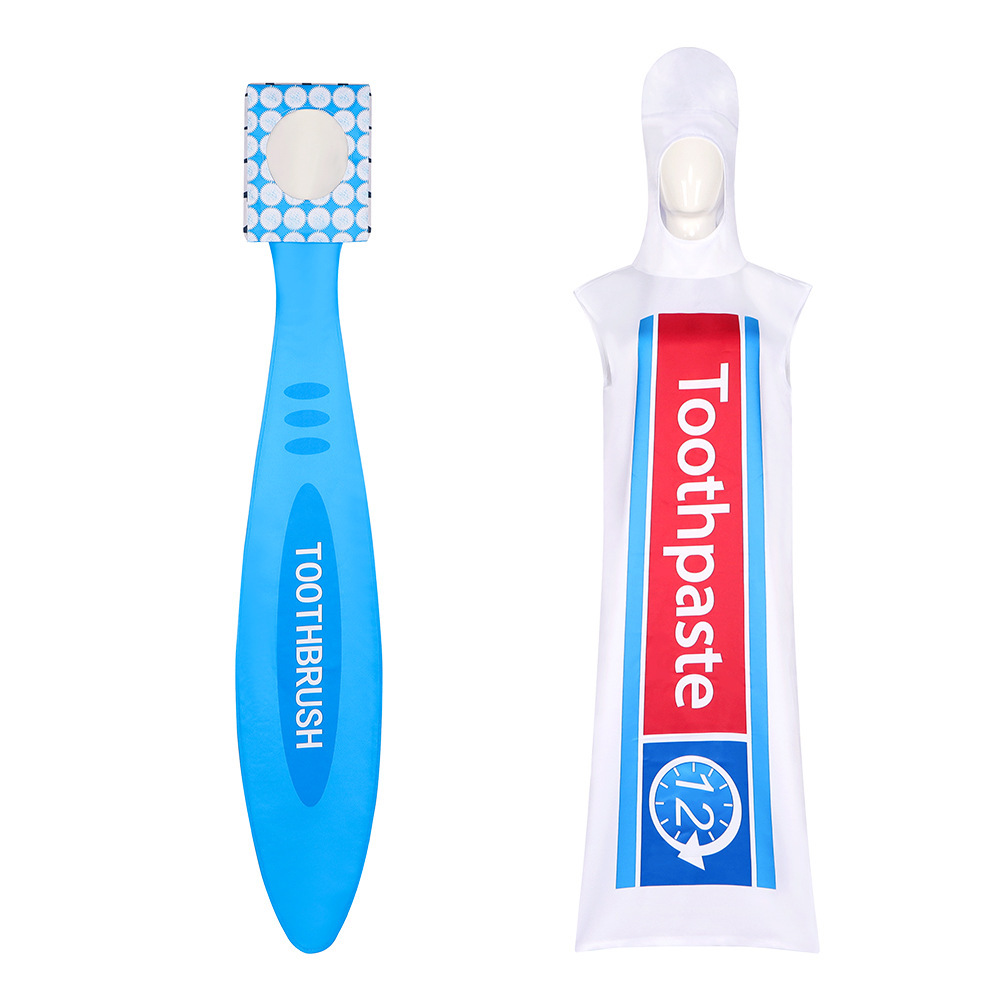 Toothbrush Toothpaste Funny Cosplay Halloween Costume For Adults