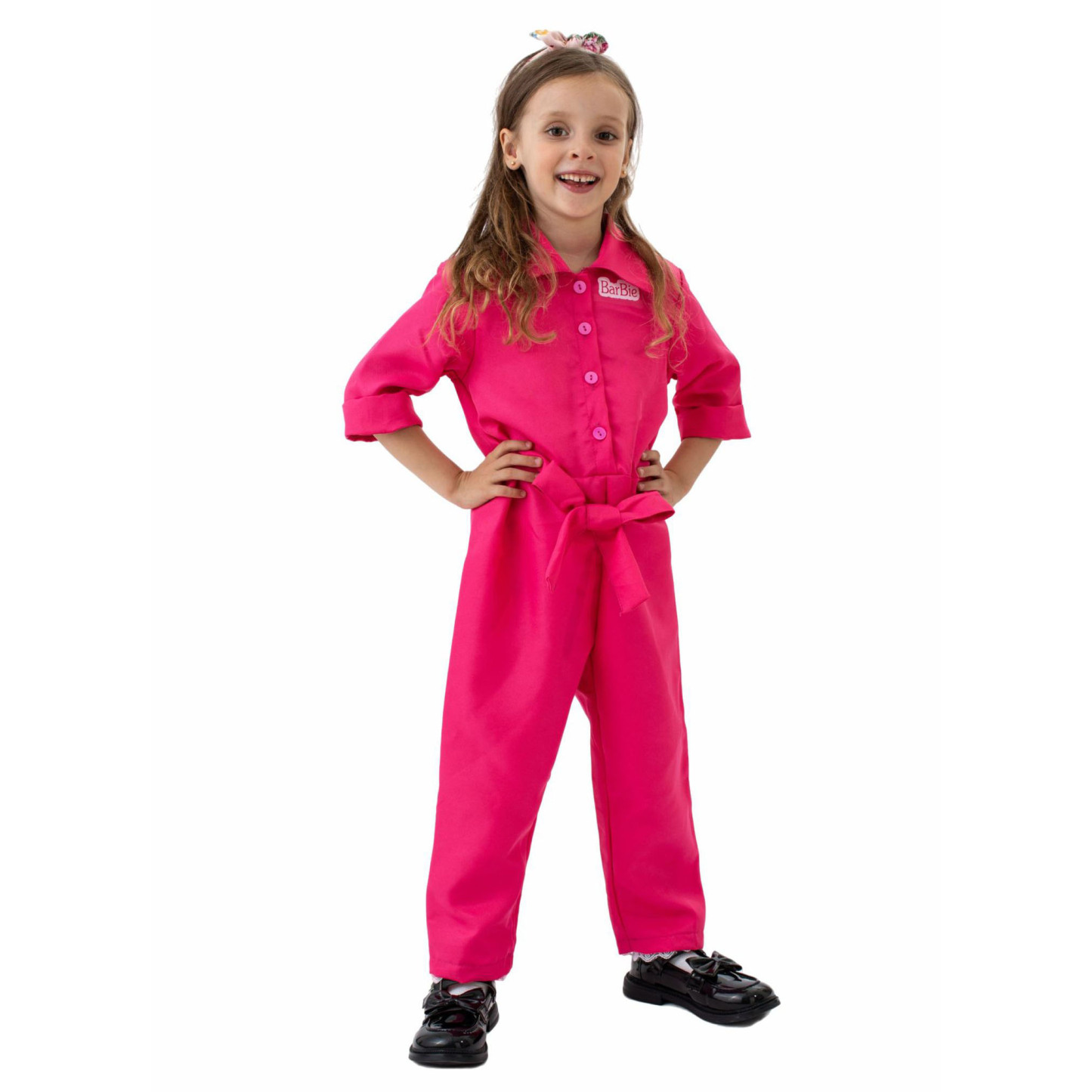 Kids Barbie Movie Margot Barbie Pink Outfits Jumpsuit Cosplay Costume