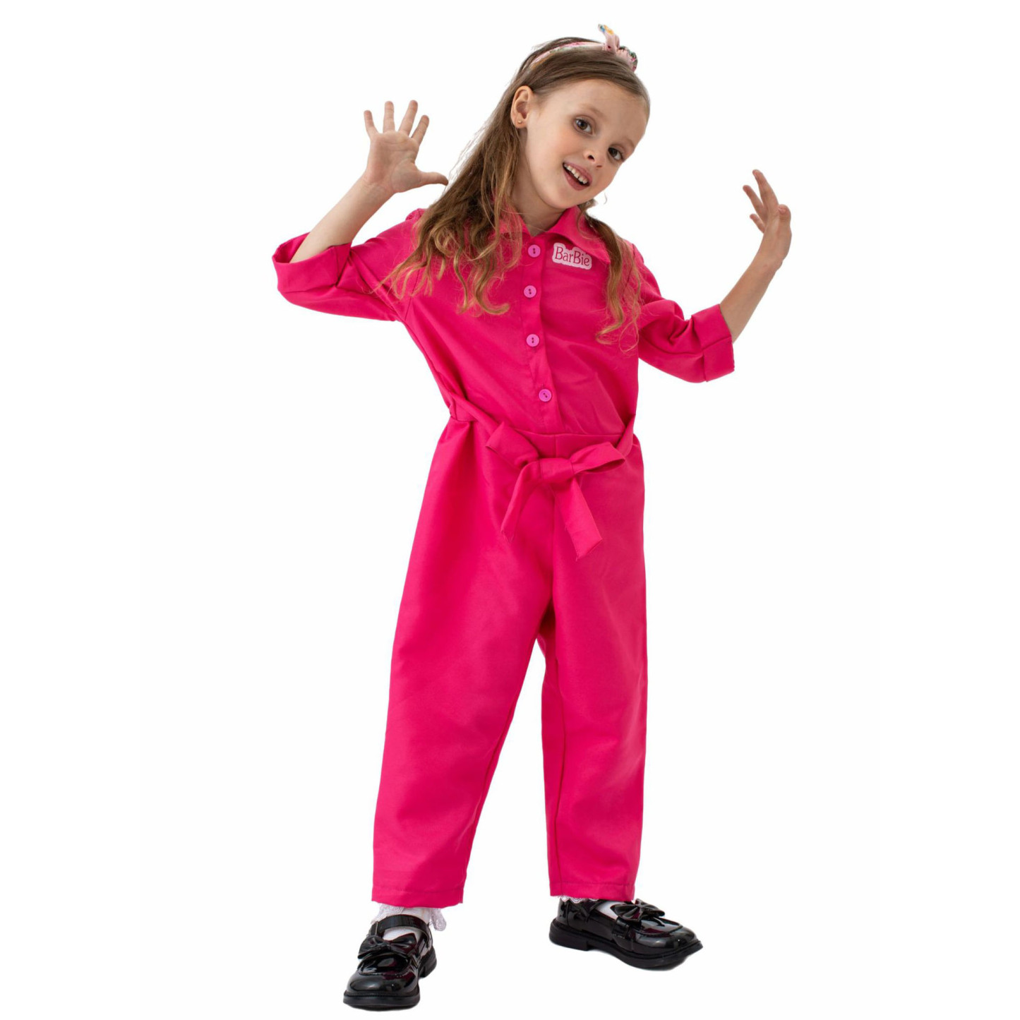 Kids Barbie Movie Margot Barbie Pink Outfits Jumpsuit Cosplay Costume