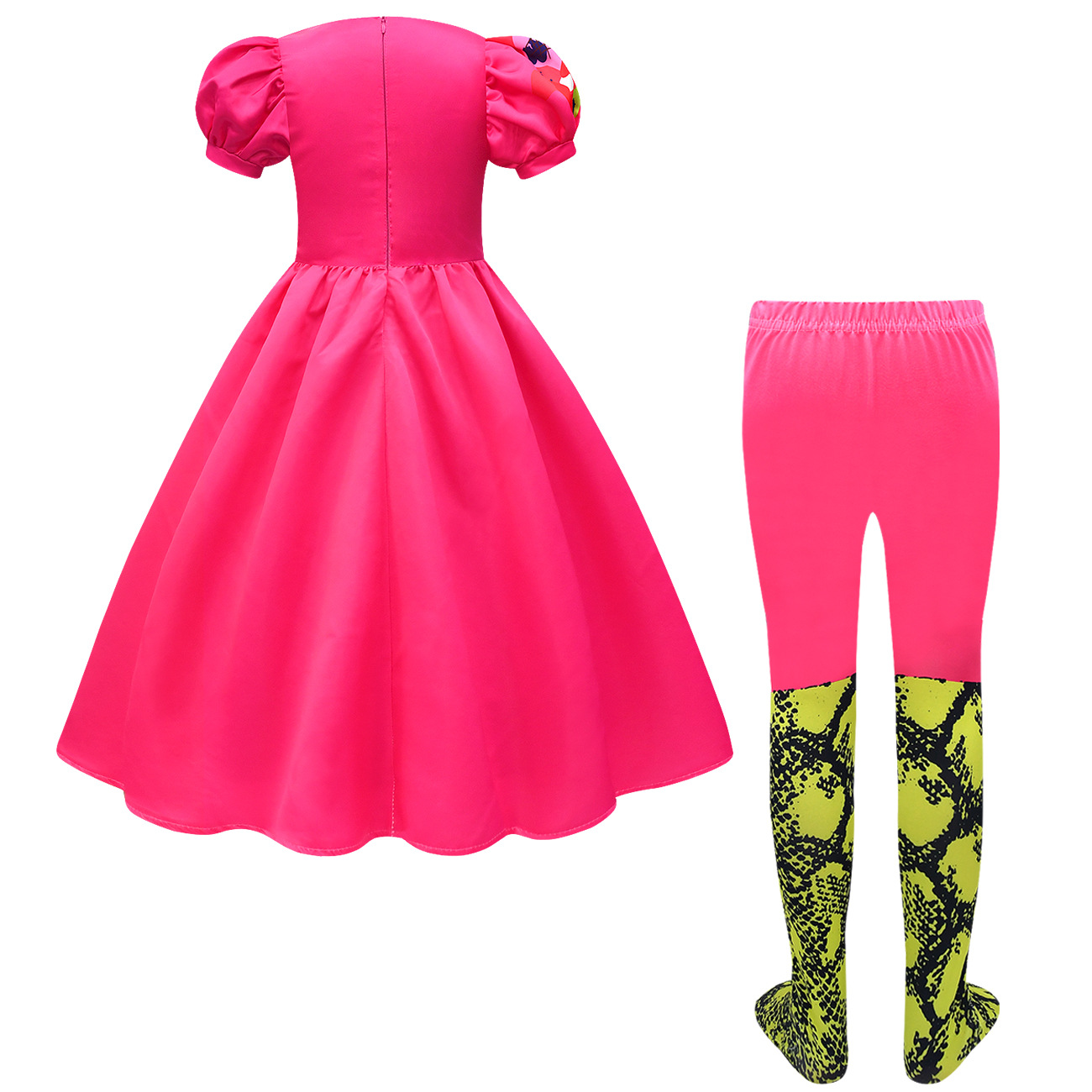 Barbie Movie Margot Long Puff Sleeve Dress Halloween Outfits Cosplay Costume Carnival Suit Kids