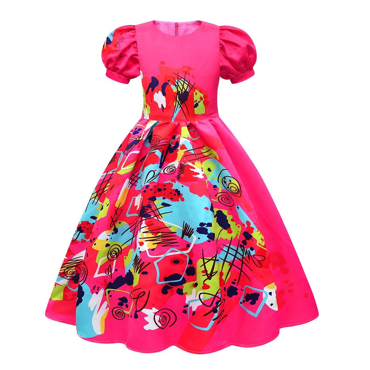 Barbie Movie Margot Long Puff Sleeve Dress Halloween Outfits Cosplay Costume Carnival Suit Kids