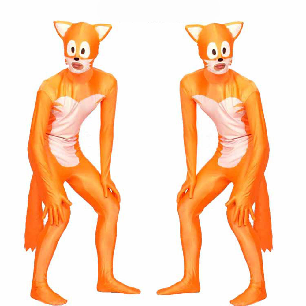 The Fox And The Cat Sexy Cosplay Costume Tight Animal Halloween Jumpsuit for adult