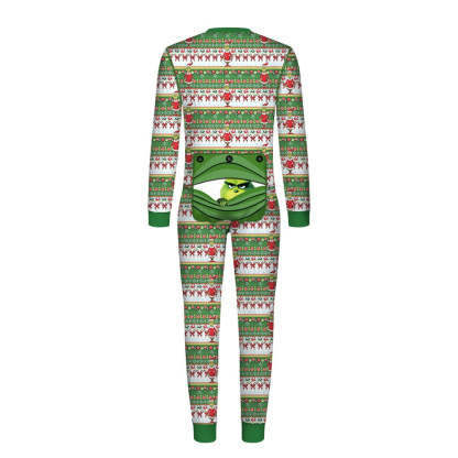 His and Hers Couple Christmas Jumpsuit Matching Pajamas with Funny Grinch