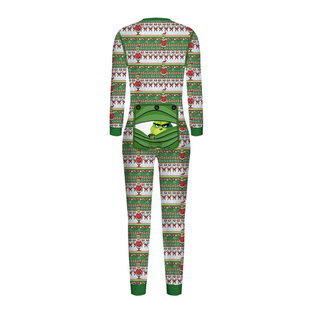 His and Hers Couple Christmas Jumpsuit Matching Pajamas with Funny Grinch