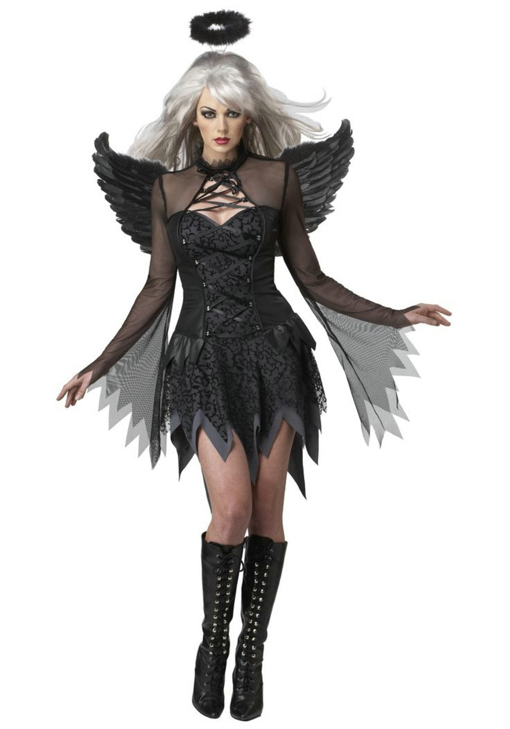 Halloween Party Masquerade Black White Angel Outfits Cosplay Costume-Pajamasbuy
