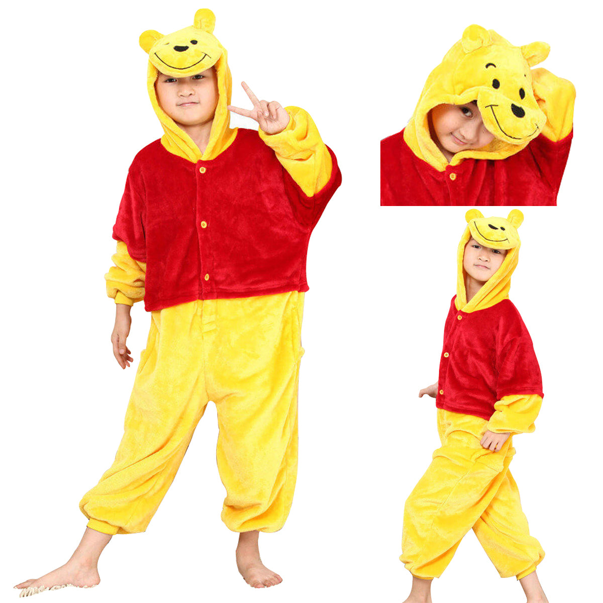 Winnie the Pooh Kids Onesies Hoodie Pajamas Kigurumi Costume