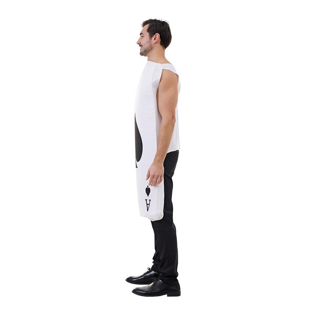Ace of Spade Card Costume Jumpsuit White and Black Adult Halloween Cosplay Party Outfits