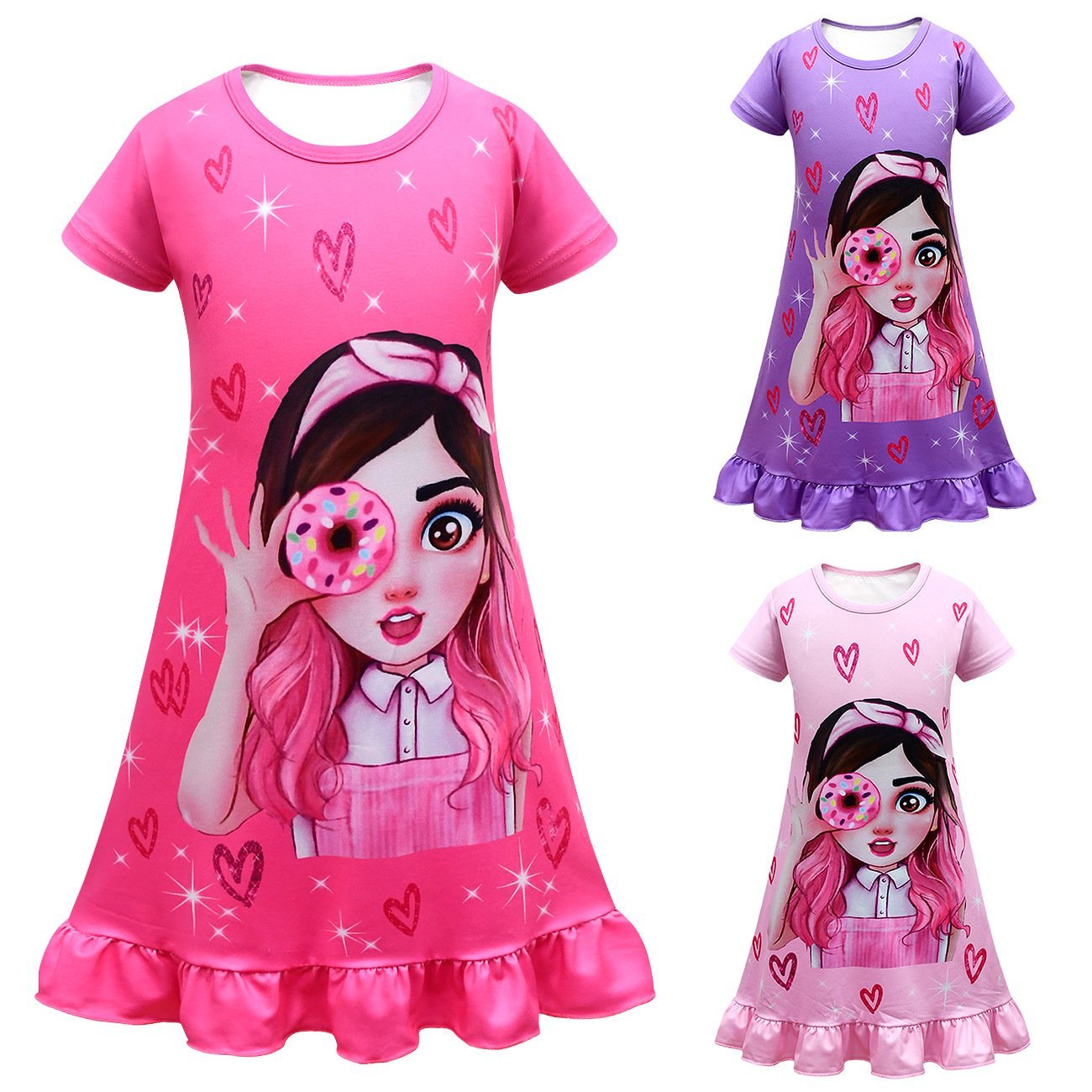 Pink Mis Pastelitos friends Costume Cosplay cartoon print costume Dress For kids