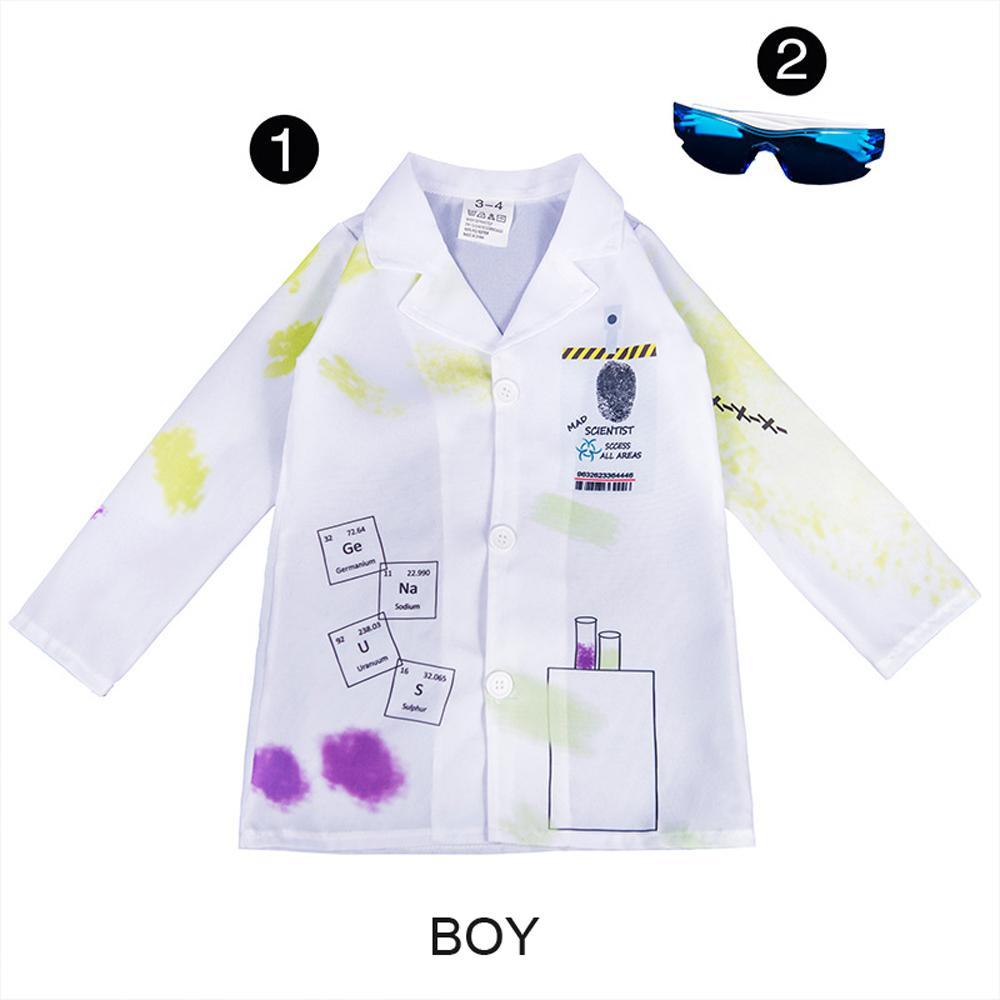 Kids Mad Scientist Halloween Costume Cosplay Outfits