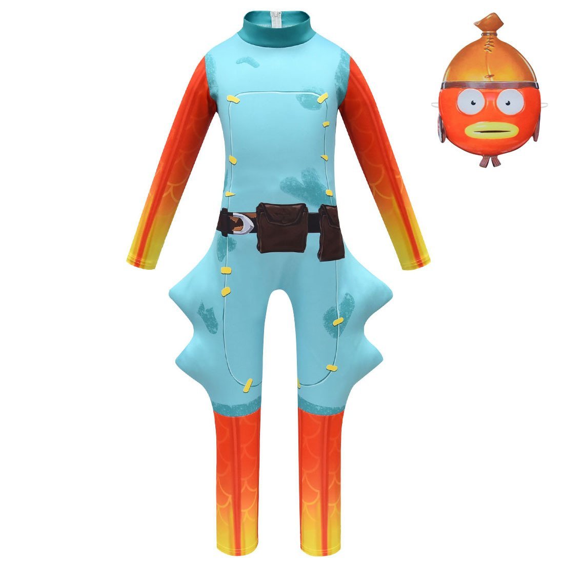 Fortnite Cosplay Costumes Halloween Fish Jumpsuit Dress Up-Pajamasbuy