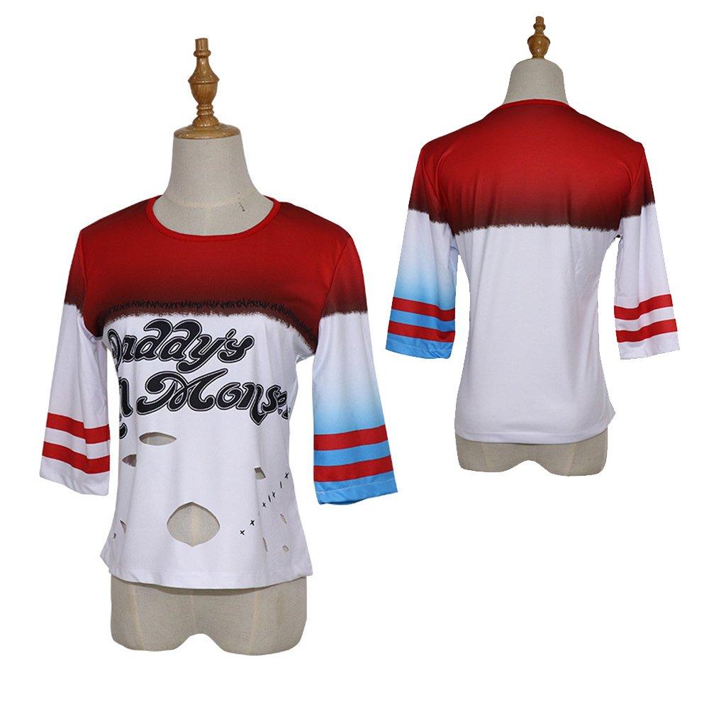 Suicide Squad Harley Quinn Halloween Cosplay Costume T-shirt Queen Outfit