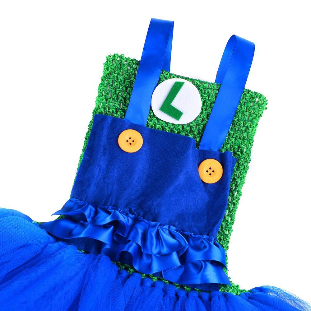 Super Mario Bros Mario Luigi Cartoon Halloween Suit Cosplay Tutu Dress