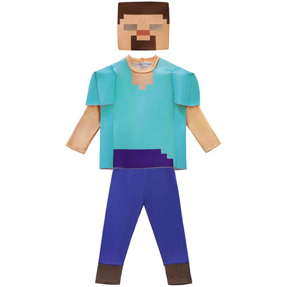 Steve Costume Minecraft Herobrine Notch Alex Cosplay Stage Game Costumes Suits For Kids-Pajamasbuy