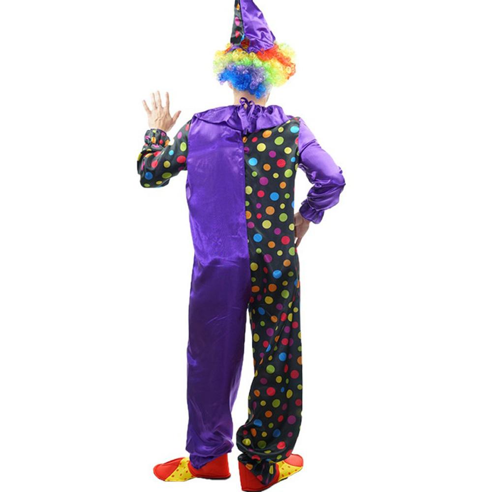 Adult Funny Dotted Purple Clown Jumpsuit Halloween Party Circus Magic Costume for Men