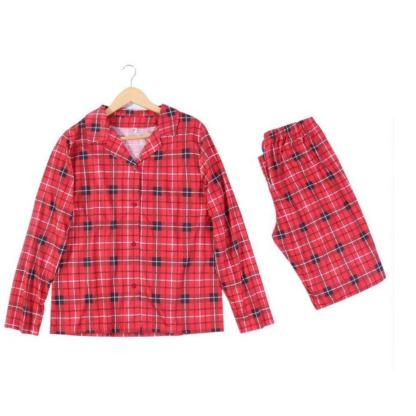 Christmas Family Matching Pajamas Plaid Button-Front Long Sleeve Lapel Sleepwear Set