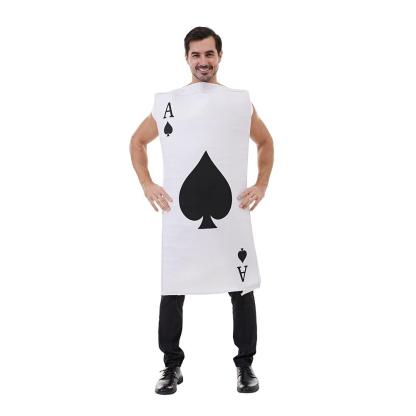 Ace of Spade Card Costume Jumpsuit White and Black Adult Halloween Cosplay Party Outfits