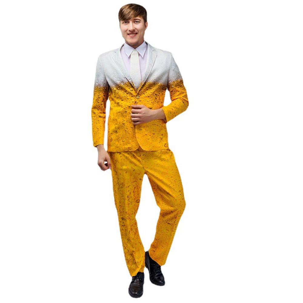 Oktoberfest Men Clothing Suit Yellow Beer Clothes Carnival Cosplay Party Costume for Daily