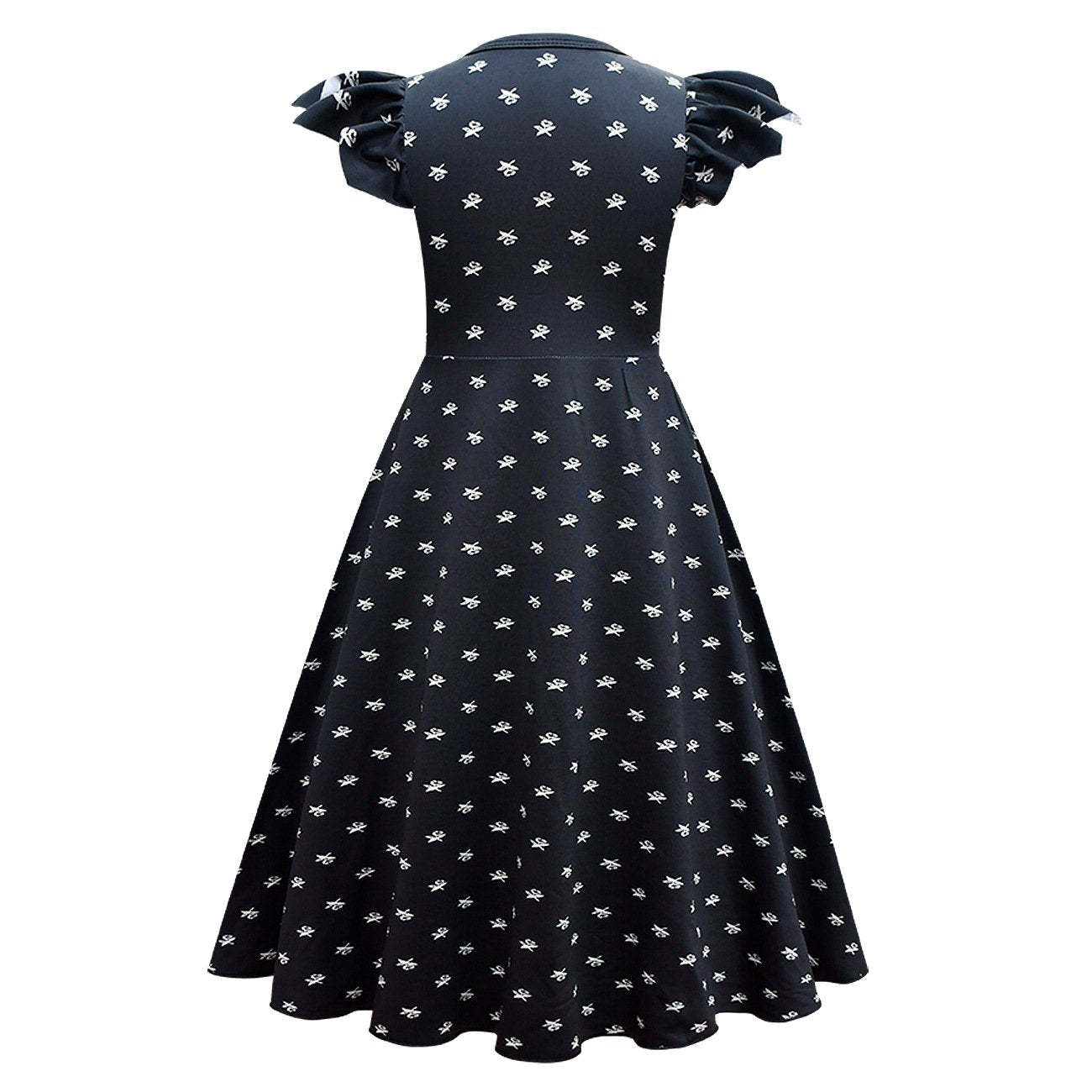 Wednesday Costume The Addams Family Cosplay Flying Sleeve Dress Set For Kids