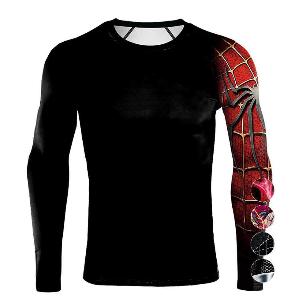 Spiderman T Shirt Cosplay Costume Halloween Printed Top Tight Sportswear Tee For Men