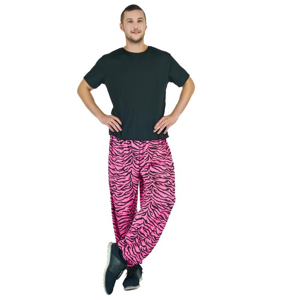 Adult Men Club Party Long Pink Zebra striped Harem Pants Hippie Costumes