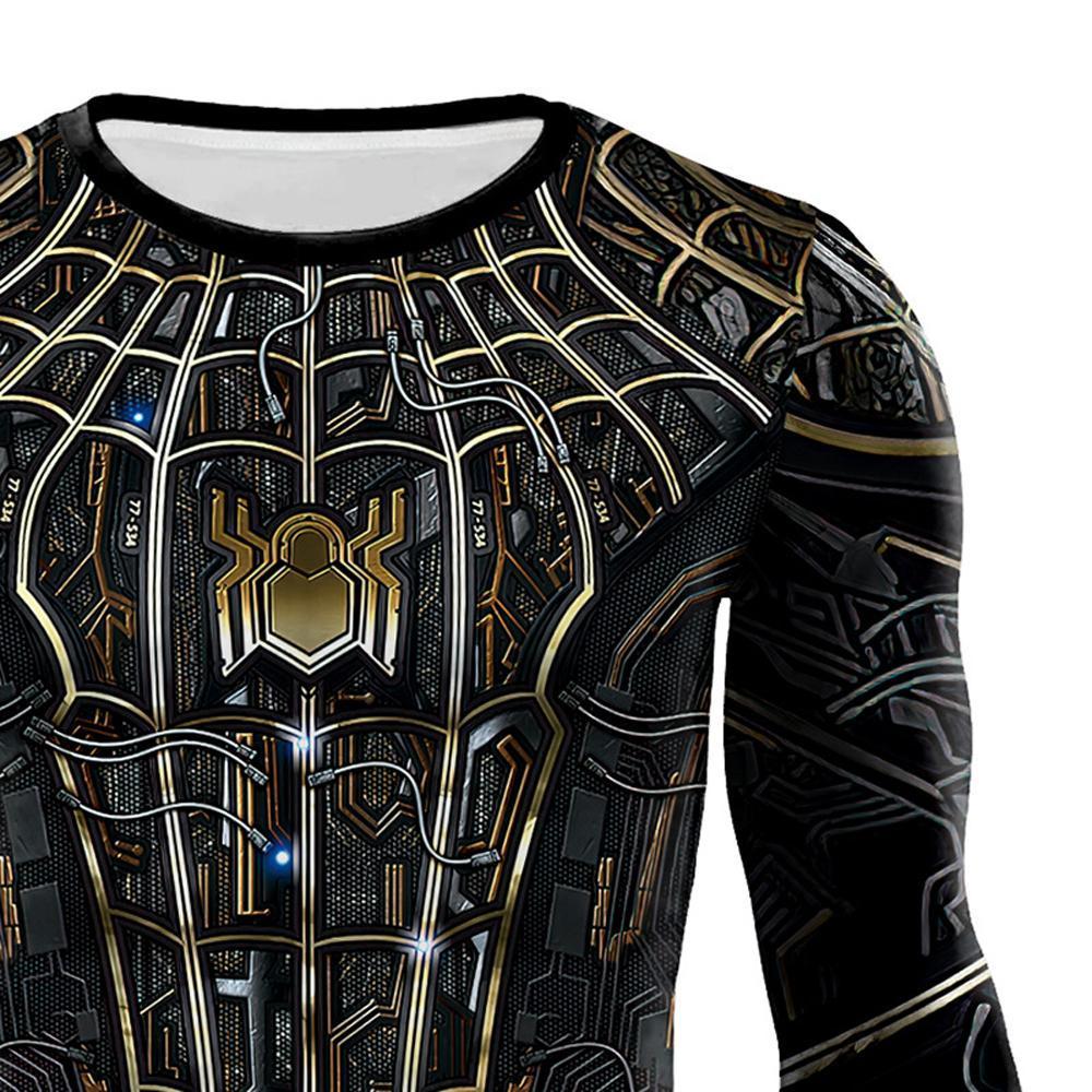 Spiderman T Shirt Cosplay Costume Long Sleeve Printed Top Casual Tight Sportswear Tee For Men