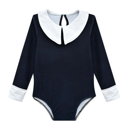 Wednesday Costume The Addams Family Cosplay Lapel One Piece Swimsuit For Kids