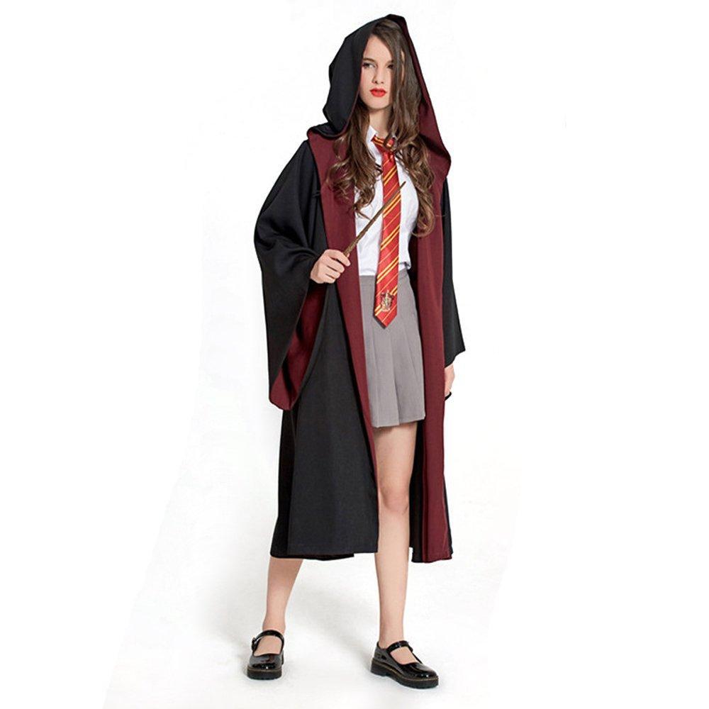 Harry Potter Halloween Costume Cosplay Magic Robe Hooded Cloak Wizard Robe Magician School Uniform Gryffindor